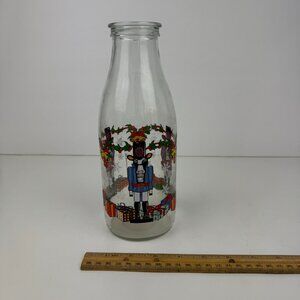 Vtg Sherwood Brands Christmas Holiday Snow Cow‎ Nutcracker Glass Carafe No Lid